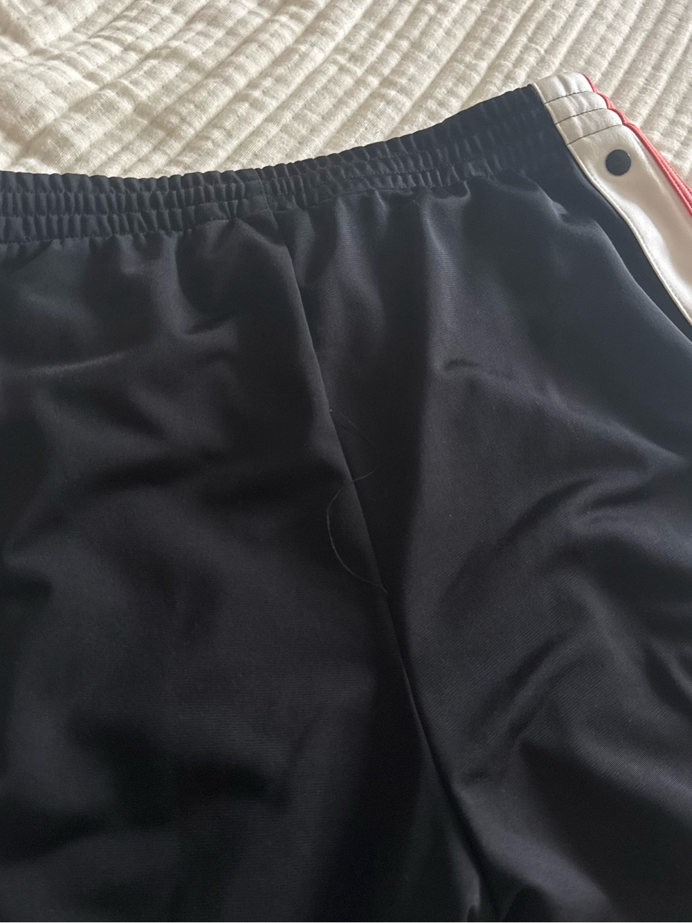 adidas Black Track Pants with White Panels and Red Stripes - Picture 6 of 6